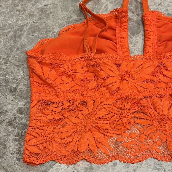 Aerie Hibiscus Lace Halter Bralette Orange Small NEW - Picture 8 of 10